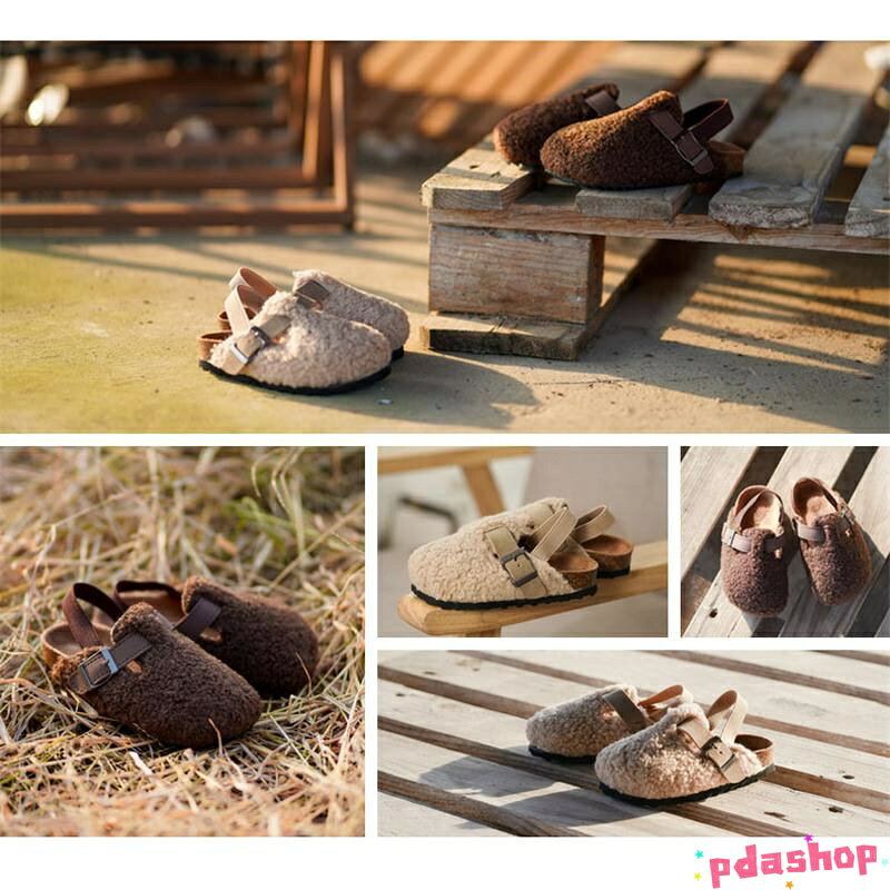 PDA shopの【全品5%ポイント】キッズ スリッパ シューズ 秋 冬 もこもこ カジュアルシューズ ベビー 子ども靴 ふわふわ 履きやすい サンダル 子供シューズ ファー｜アングル2