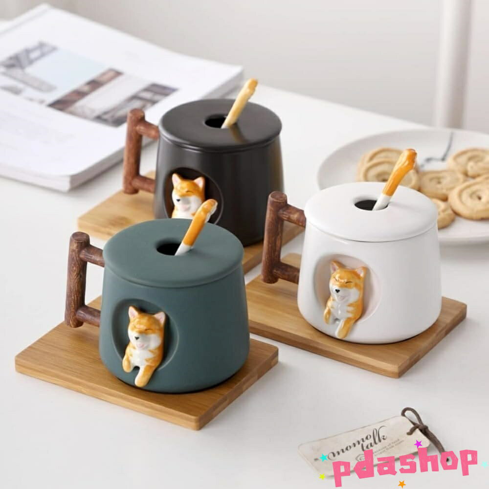 【全品2点で5%OFF】アニマルマグ マグカップ 柴犬 約420ml コーヒーカップ THKJ 電子レンジ温め 食洗機対応 ティーカップ 創意コップ かわいい アニメーション