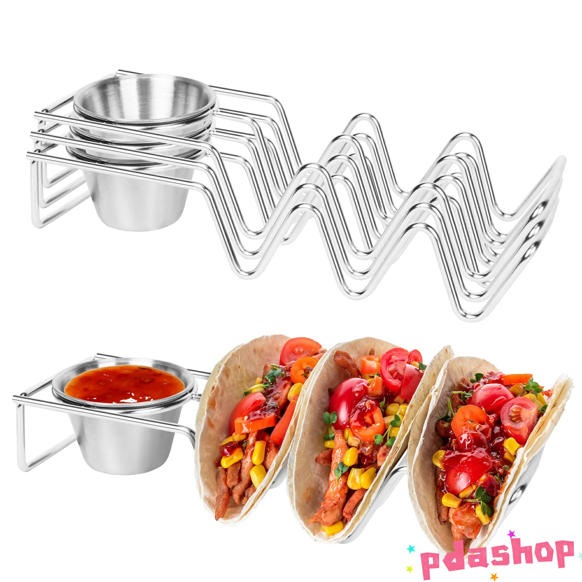 【全品2点で5%OFF】タコスホルダー 3個セット ステンレススチール THKJ タコスシェルホルダースタンド タコスバーギフトアクセサリー用タコトレート 人気