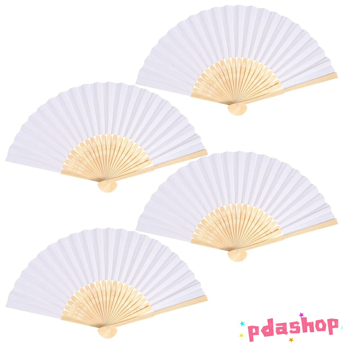 【全品2点で5%OFF】扇子 白 無地 4本入り DIY 絵画ファン 落書き 和装小物 花火大会 結婚式 夏祭り 応援 舞扇 暑さ対策 手作り 折りたたみ式