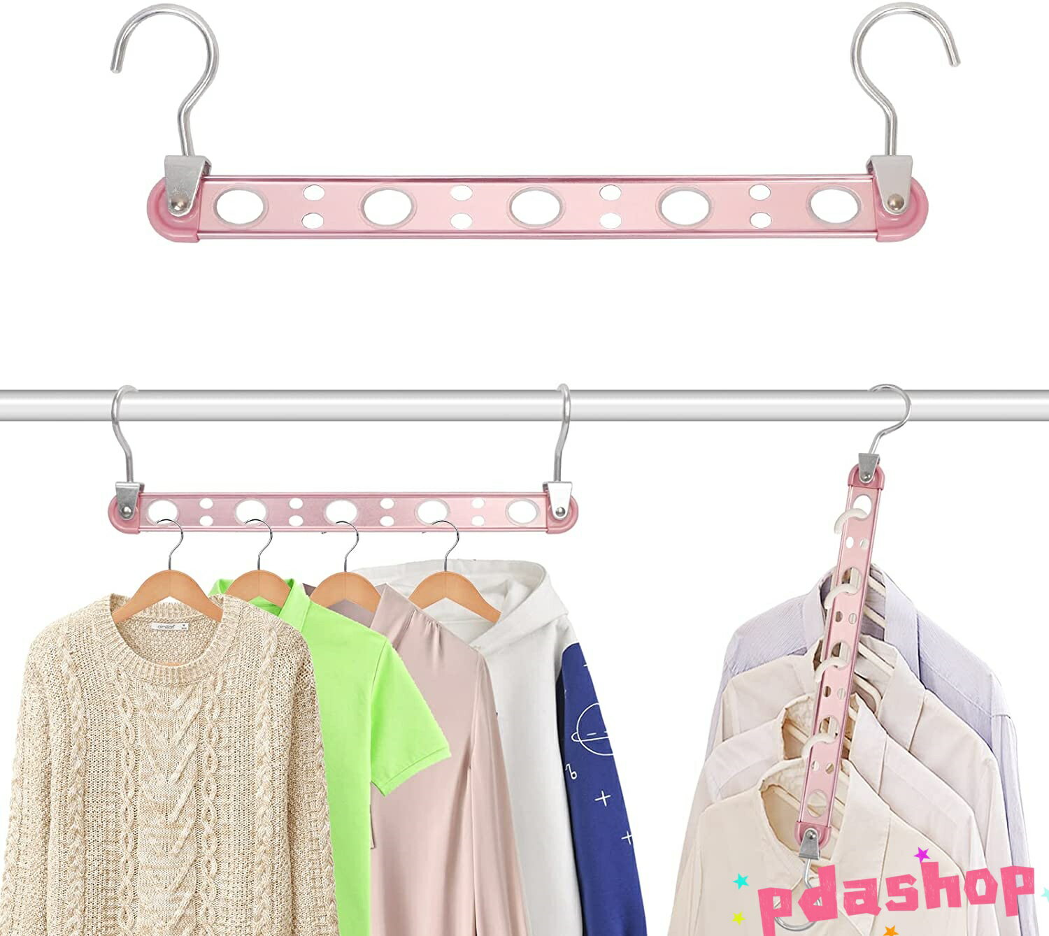 【全品2点で5%OFF】省スペースハンガー 縦横両用 9連収納ハンガー THKJ マジックハンガー 物干しハンガー ステンレス製 丈夫 クローゼット収納 洗濯物干し 2