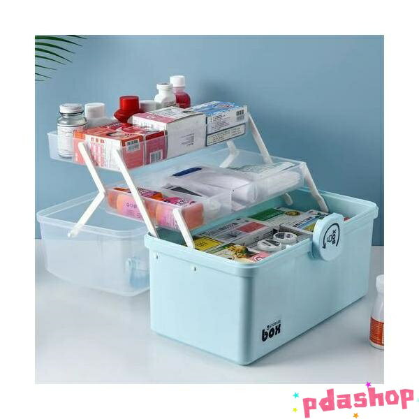 【全品5%ポイント】薬箱 救急箱 大容量 3層 収納ケース 収納ボックス THKJ 折り畳み式 工具箱 応急ボックス 空間節約 取っ手 持ち運び 防災グッズ 常備 2