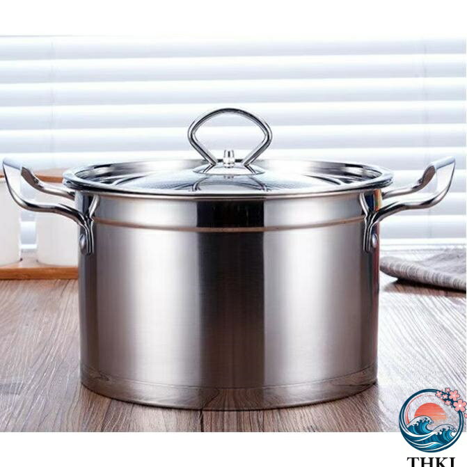 【全品2点で5%OFF】IH 対応ステンレス両手鍋 半寸胴深型 ガラス蓋付き パスタ・スープ・ストックポット