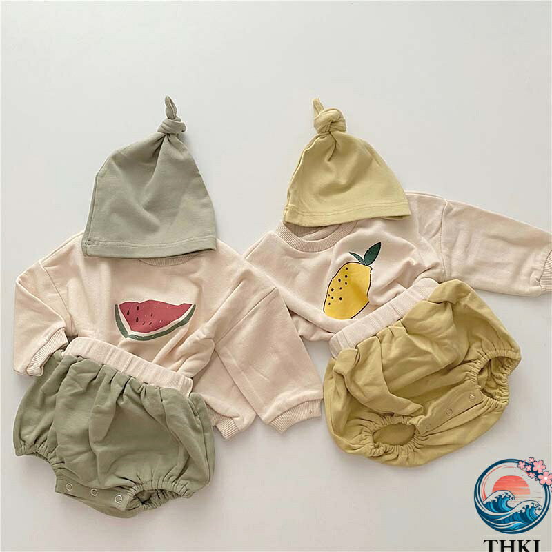 【3点セット】スイカ スーツ パーカー ズーポン 帽子 春 秋 冬 長袖 ベビー服 パジャマ 肌着 夏服 春夏 新生児 幼児 子ども 子供 可愛い 通園 保育園 プレゼント ギフト お誕生日 送料無料 ホワイト グリーン レッド ピンク イエロー 【綿95%】66cm/70cm/80cm/90cm