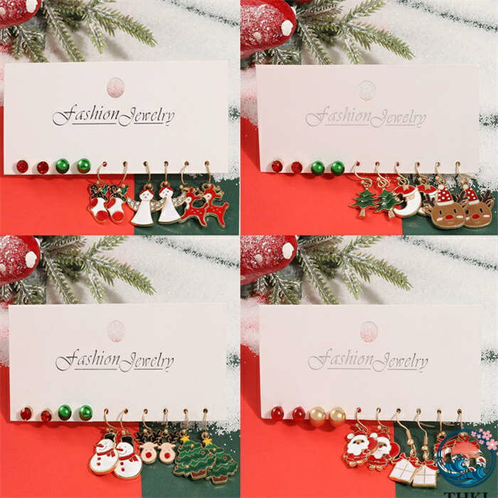 【全品2点で5%OFF】ピアス スタッドピアス 5点セット クリスマス ピアス ピアスキャッチ セット プレゼント ギフト イヤリング サンタクロース 雪の結晶 トナカイ 可愛い Christmas