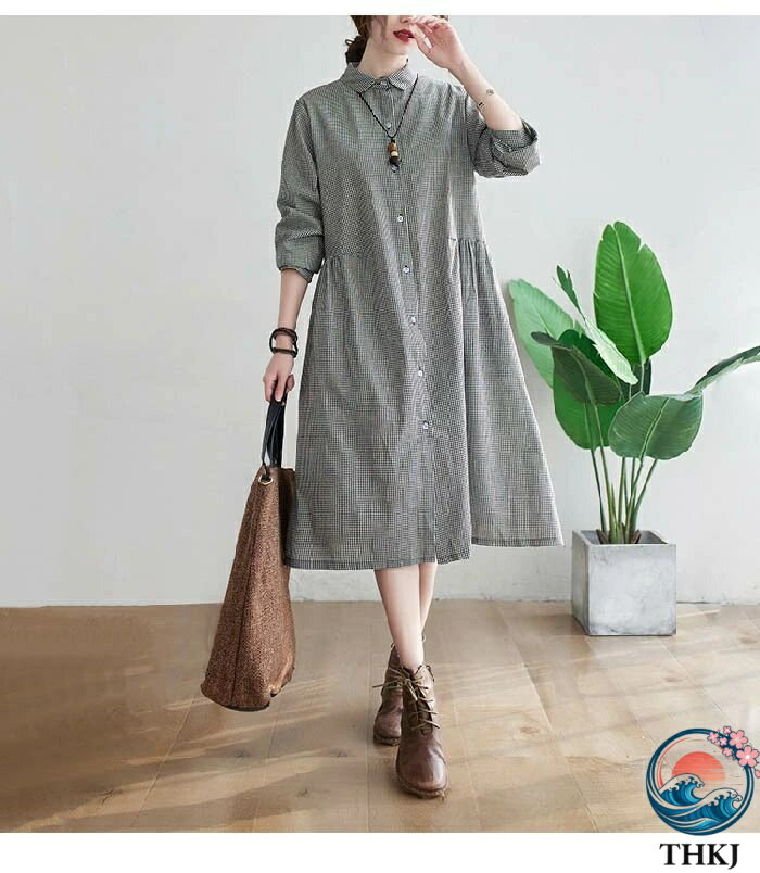【全品2点で5%OFF】シャツワンピース ワン...の紹介画像3