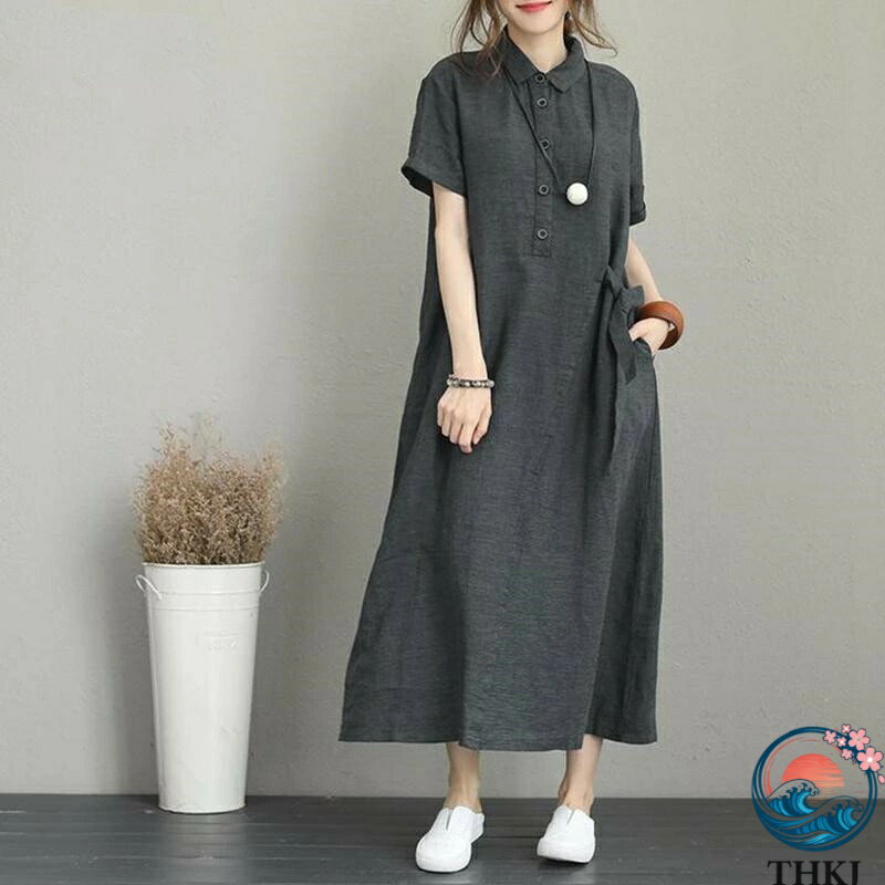 【全品5%ポイント】シャツワンピース 夏 レディース 襟付き 半袖 春 THKJ リゾートワンピース きれいめ 大きいサイズ ポケット付き 低身長 人気 おすすめ 3