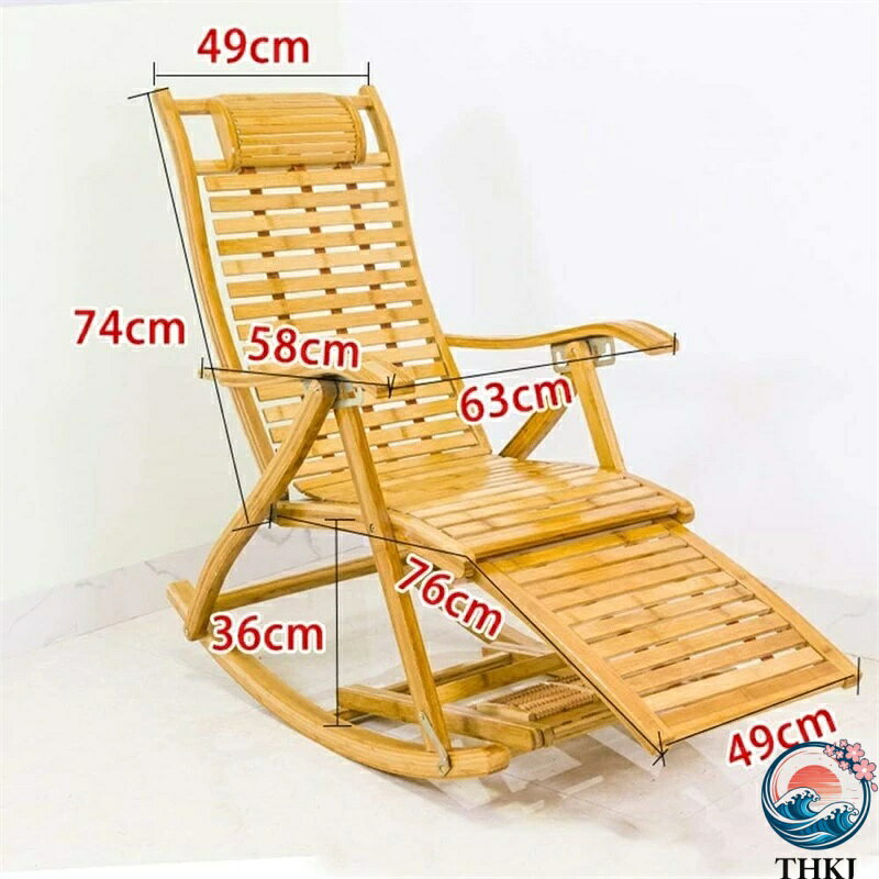 【全品2点で5%OFF】ロッキングチェア 折りたたみ リラックスチェア 足のマッサージの車輪が付いている高齢者のための折り畳み式の大人の安楽椅子引き込み式の足台が付いている多機能の仮眠の椅子庭のテラスのための竹のバルコニーのラウンジチェア With cushion