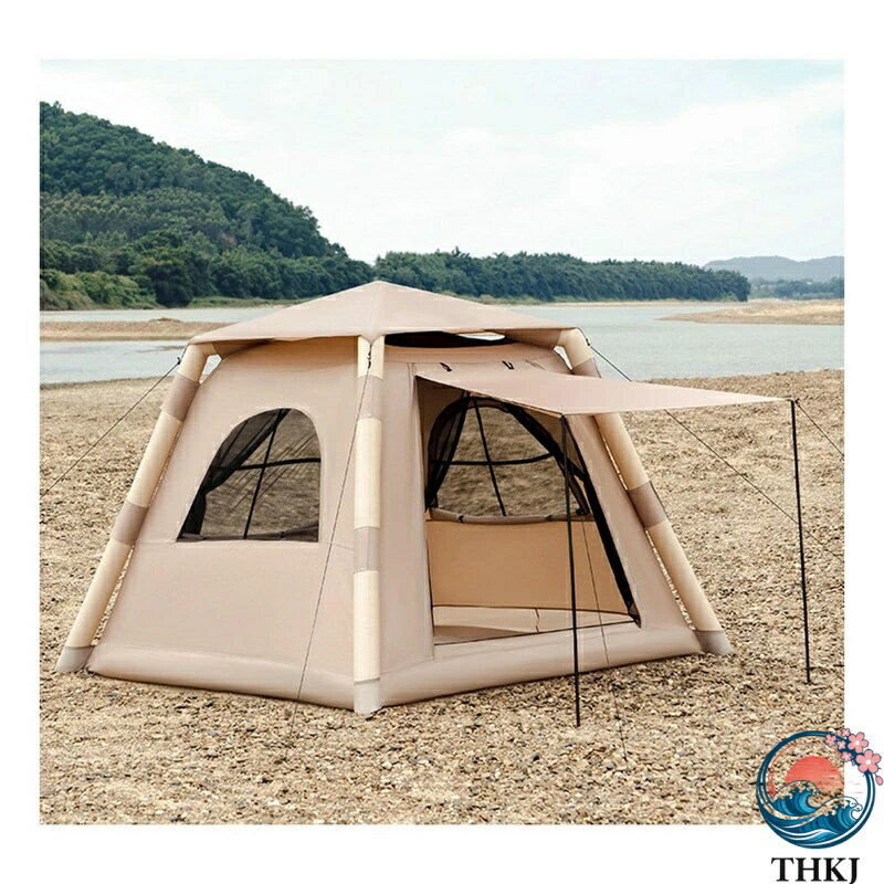 【全品5%ポイント】エアーテント テント インフレータブルテント ポータブル&防水テント 4〜8人キャンプに最適 家族ハイキング用キャンプテント