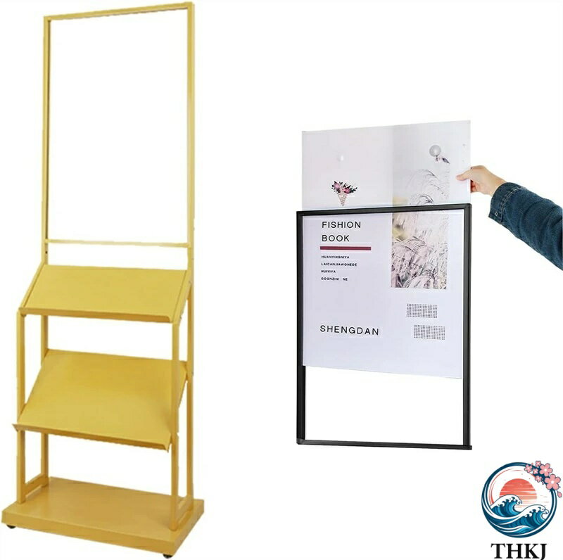 【全品2点で5%OFF】マガジン ラック 3 レベルのポスター ホルダー マガジン ラック、 金属のファイル ホルダー メール オーガナイザー ディスプレイ用の文学パンフレットスタンド、 家庭やオフィスの新聞収納 ホワイト