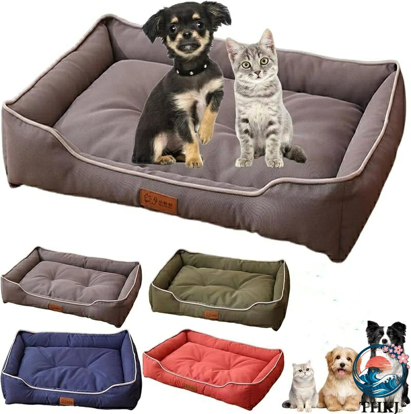 乐天商城 - 【全品5%ポイント】ペットベッド 犬 ベッド 清掃しやすい オールシーズン対応 ソファー リネン風生地 さらさら 3D通気性優れ 蒸れにくい 枕付き