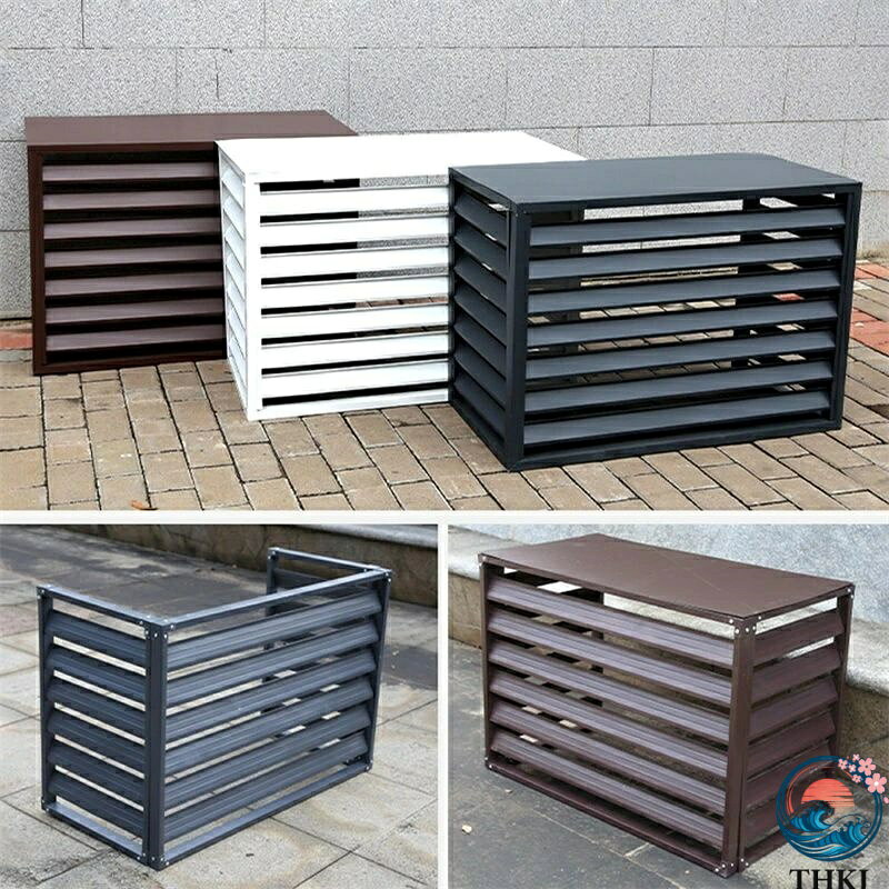PDA shopの【全品5%ポイント】アルミ製 室外機カバー 全18種 大型タイプ 排気ルーバー 高さ150cm×幅120cm×奥行70cm アルミエアコンカバー 120*70*150CM 灰色 4面｜アングル2