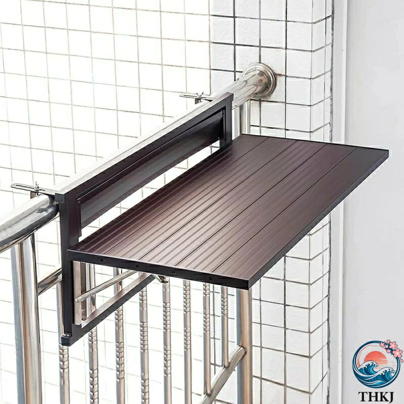 【全品5%ポイント】パティオ手すりダイニングテーブル バルコニー折りたたみデッキテーブル THKJ 高さ調整可能折りたたみ式吊りテーブル アルミニウム合金素材