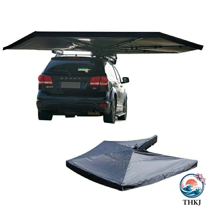 乐天商城 - 【全品5%ポイント】カーサイドタープ 車用 カーサイドオーニング サンシェード 自家用車取り付け可能 270°展開カーサイドタープ 軽自動車タープ