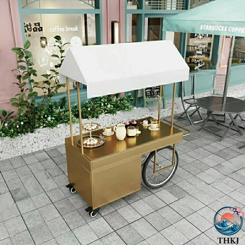 【全品2点で5%OFF】北欧風アイアン花車、屋台車、ショッピングモールのプロモーション用、引き出し付きキャビネット、移動式販売車、アウトドア展示販売車