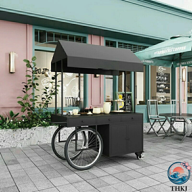 【全品2点で5%OFF】北欧風アイアン花車、屋台車、ショッピングモールのプロモーション用、引き出し付きキャビネット、移動式販売車、アウトドア展示販売車