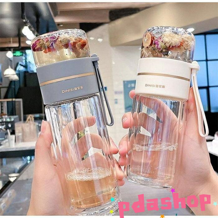 【全品2点で5%OFF】水筒 二重ガラス 分離式水筒 茶こし付き おしゃれ耐熱耐冷 THKJ 自宅用 勤務先 旅行スポーツ ガラスコップ 携帯便利 SHOP DAN 人気