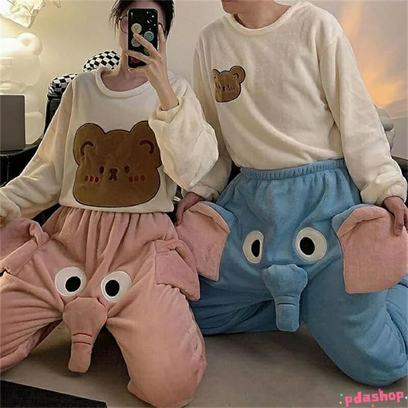 【全品2点で5%OFF】象 パジャマ 鼻が動く 着ぐるみ ズボン ロングパンツ ふわふわ モコモ コ象鼻 動物 立体象鼻 おもしろ 部屋着 カップルパンツ ルームパンツ ゆっ