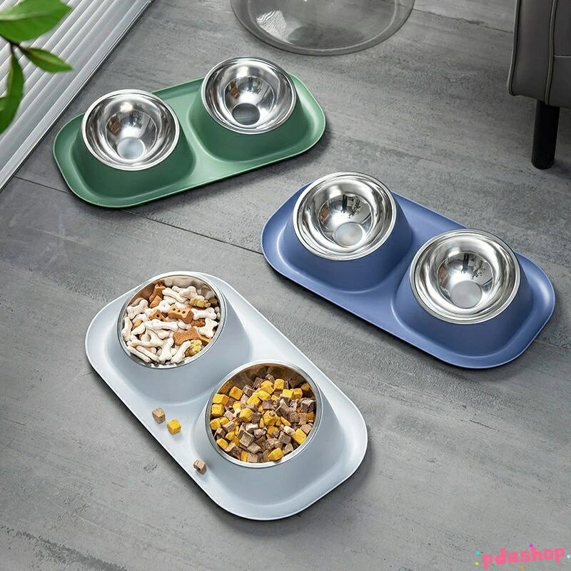 Rakuten - 【全品5%ポイント】ペット ボウル 猫食器 漏れ防止 ネコボウル フードボウル THKJ ペット餌入れ ステンレス給食器 15度傾斜 おやつ皿 水飲み皿 吐き戻し防止
