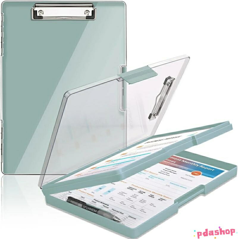 【全品2点で5%OFF】クリップボード A4 ファイルボード 2段収納 収納ボックス THKJ 横開き クリップファイル 防水 クリップ付きフォルダー 多機能 人気