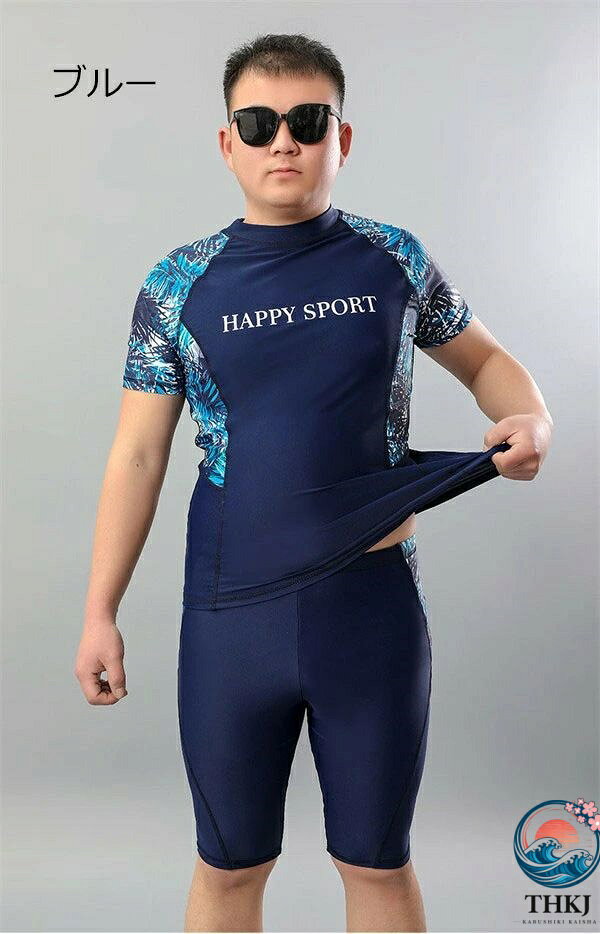 PDA shopの【全品5%ポイント】水着 メンズ 上下セット セットアップ 半袖 ラッシュガード ハーフパンツ スポーツ水着 プール 海 大きいサイズ｜アングル2