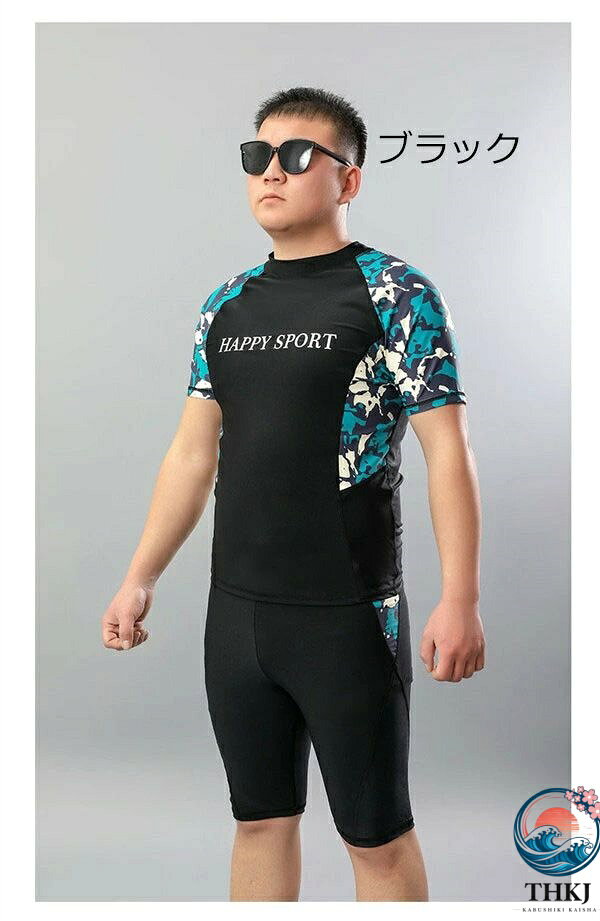 PDA shopの【全品5%ポイント】水着 メンズ 上下セット セットアップ 半袖 ラッシュガード ハーフパンツ スポーツ水着 プール 海 大きいサイズ｜アングル3