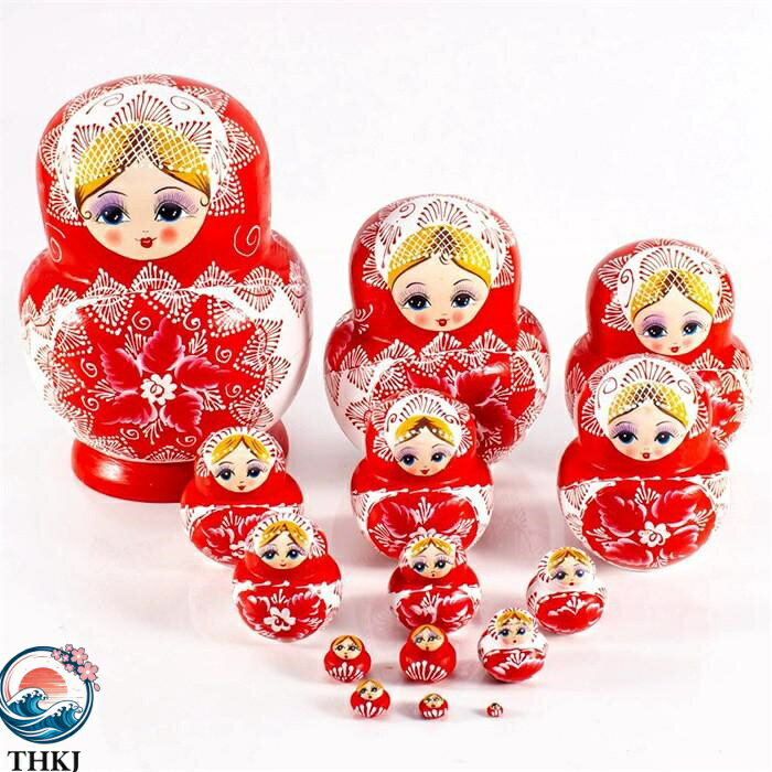 PDA shopの【全品5%ポイント】マトリョーシカ ロシア クリスマス 人形 民芸品 土産物 手作り人形 手描き オブジェ インテリア 雑貨 洋風 ギフト インテリア雑貨 北欧雑貨 伝統工芸 おもちゃ 飾り 誕生日 キッズ 子供部屋 ハロウィン クリスマス｜アングル2