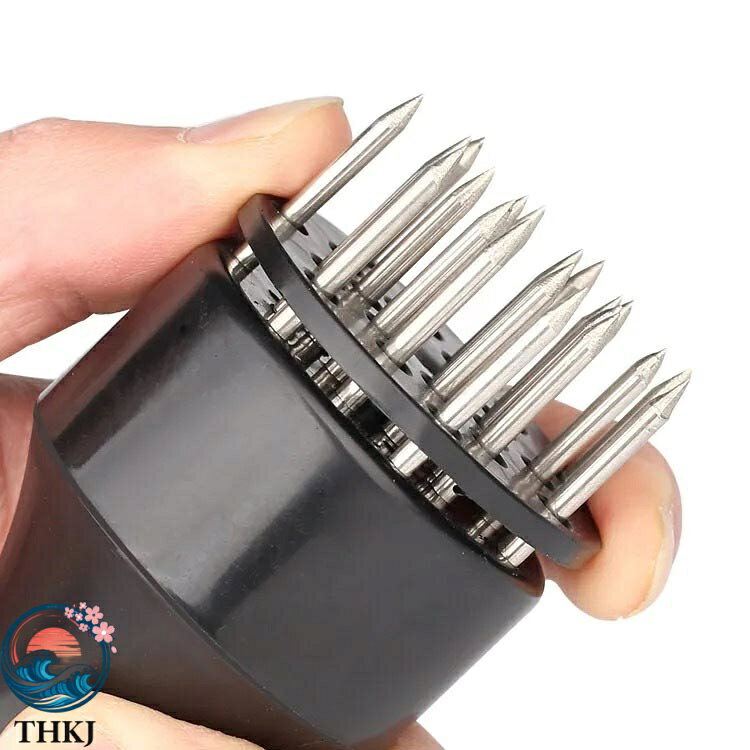 PDA shopの【全品5%ポイント】肉筋切り器 ステンレス製丸型ハンドル付き 錆びにくい食洗機対応省スペース 肉たたき調理器具耐久性良し｜アングル2
