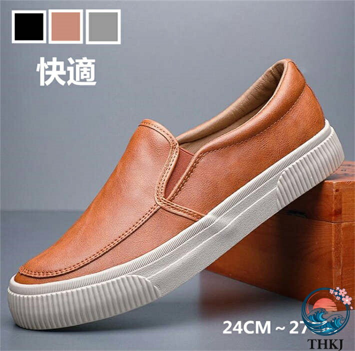 乐天商城 - 【全品5%ポイント】柔らかレザースリッポンモカシン 幅広 3E 軽量ローカットメンズビジネスカジュアルシューズ