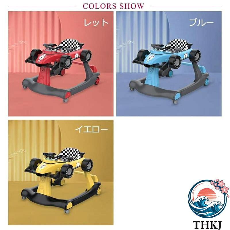 PDA shopの【全品5%ポイント】3way ベビーウォーカー 歩行器 ベビー乗り物乗用玩具 F1 型手押し車 3 段階高さ調節 スピード調整 対象年齢 6 ヶ - 18 月 音光ライト 子供おもちゃ 乗り物 出産祝い クリスマス誕生日プレゼント｜アングル2
