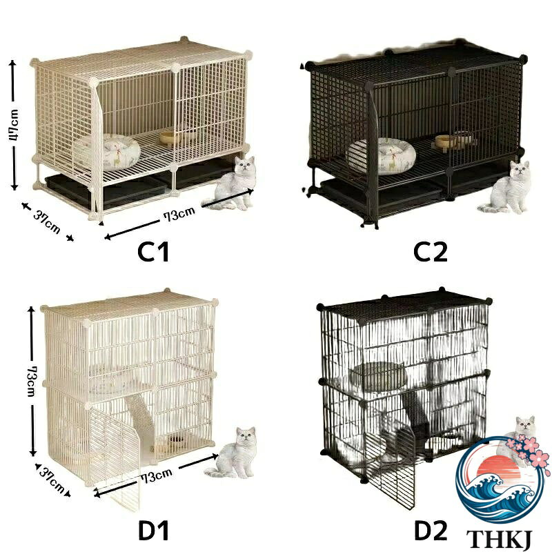 PDA shopの【全品5%ポイント】ケージ キャットケージ 大型猫 1段2段 3段 屋内用猫ケージ 猫用ベビーサークル、室内猫用キャットハウス ペット用ベビーサークル 取り外し可能な金属製小動物ケージDIYデザイン子猫用ベビーサークル｜アングル3