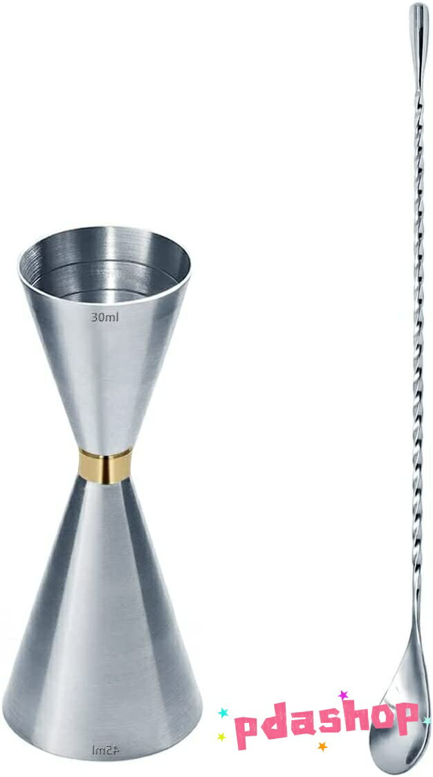 【全品2点で5%OFF】30ml / 45mlジガーカップ 目盛り付き カクテル メジャーカップ バースプーン30cm ジガーカップ ステンレス鋼計量カップ オ...