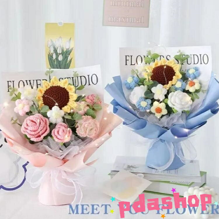 【全品5%ポイント】LEDライト付き ぬいぐるみ花束 かぎ針編み 完成品 編み物 枯れ...