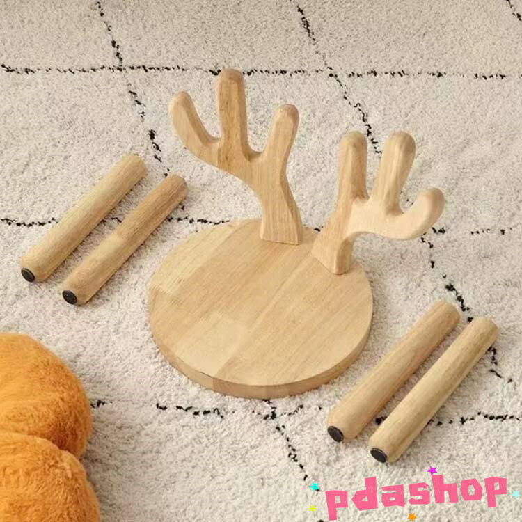 【全品5%ポイント】木製 キッズチェア ヘラジカ 角 耳付き 幼児 ローチェア 子供椅子 アニマルチェア 鹿 小さい 低い椅子 ミニ椅子 天然木 北欧 [3]
