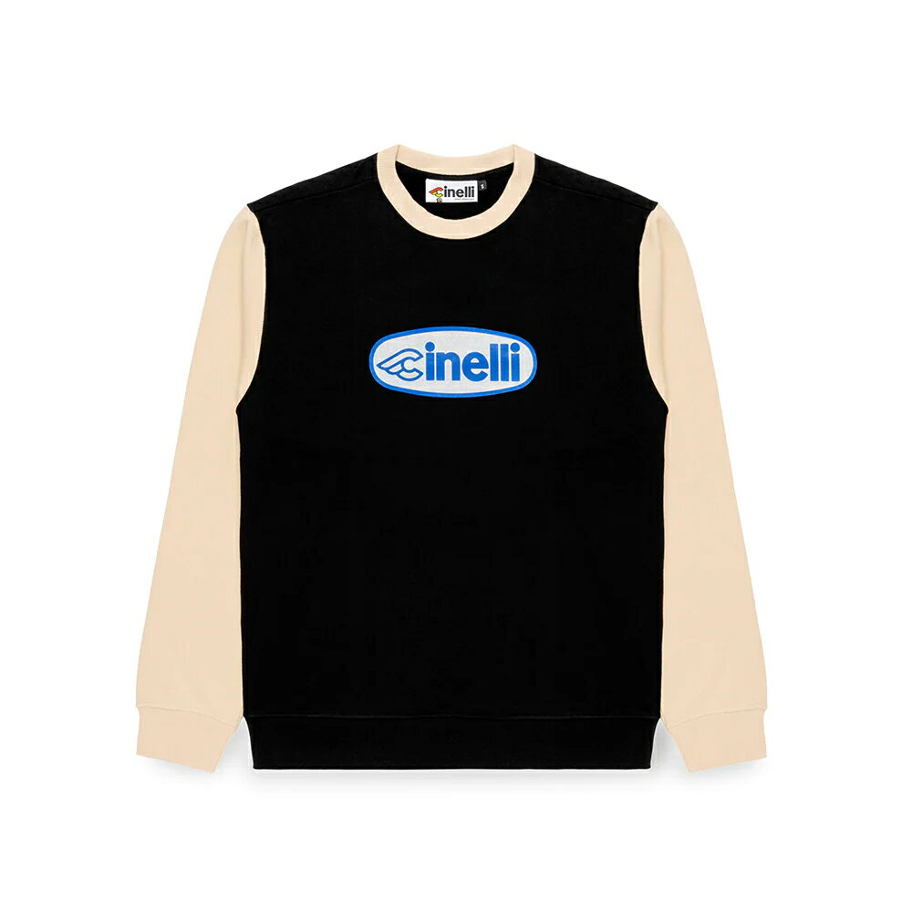 【公式ストア】チネリ CREWNECK OVAL ブラック&ホワイト クルーネック ロードバイク 自転車 イタリア製 ご注文確認後即日発送