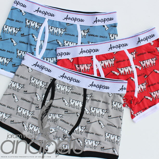 【送料無料】【anapau】アナパウ HAMIGAKI DAIJI!!! パンツ プリント ボクサーパンツ ブリーフ 歯磨き 大事 歯を磨こう ホワイトニング 笑顔 歯を大切に ギフト プレゼント (Sサイズ女性または細身の男性向き)【下着/メンズ/レディース】【メール便 可】【S/S】【A/W】殿堂