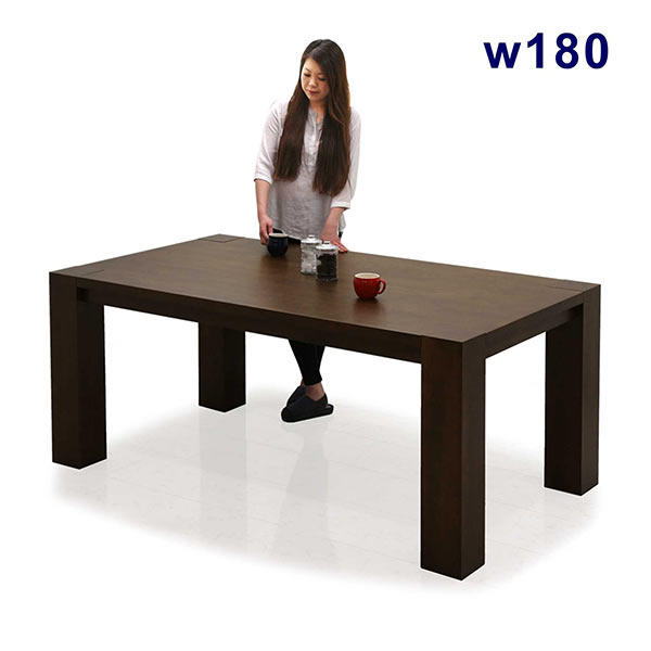 乐天商城 - 大型 ダイニングテーブル 幅180cm 天然木 無垢材 ワイド 180テーブル 180×100 シック シンプル 重厚感 モダン 木製 ラバーウッド材 送料無料