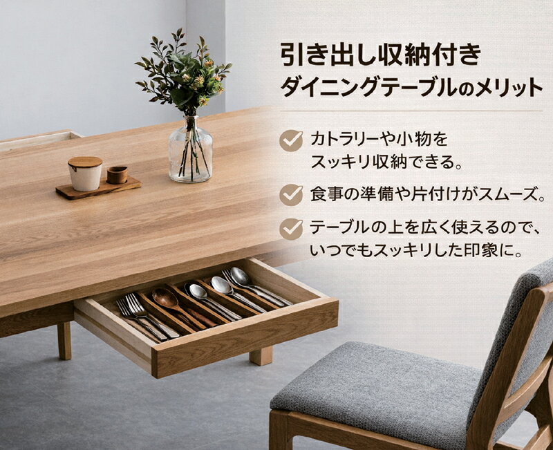 ダイニングセット 4人掛け 北欧 幅150cm テーブル 引き出し収納付き ベンチ120cm チェア2脚 4点セット オーク無垢材 ファブリックチェア 木製 食卓セット おしゃれ 高級感 北欧スタイル [3]