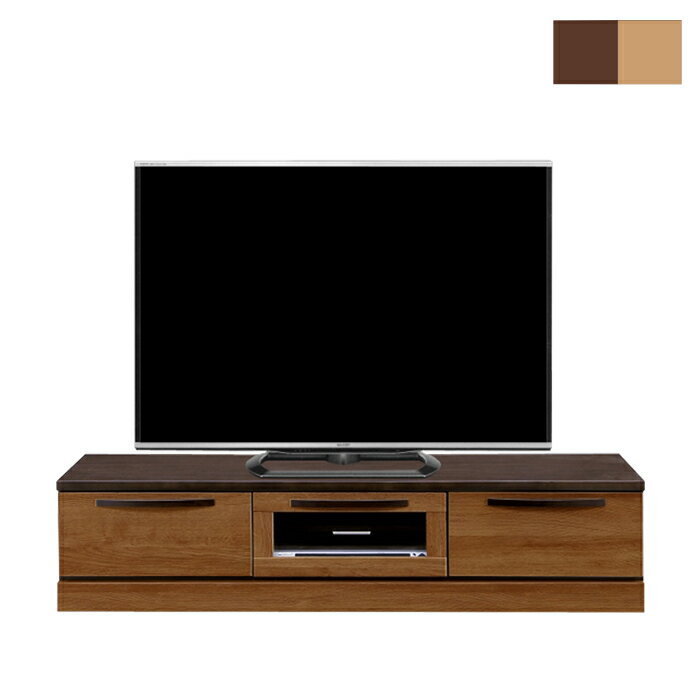 乐天商城 - テレビボード テレビ台 ローボード 幅150cm 完成品 おしゃれ ロータイプ 高さ35cm 収納 ナチュラル ブラウン 選べる2色 扉 引き出し フルオープンレール付き 一人暮らし リビング収納 AV収納 ツートンカラー バイカラー 送料無料