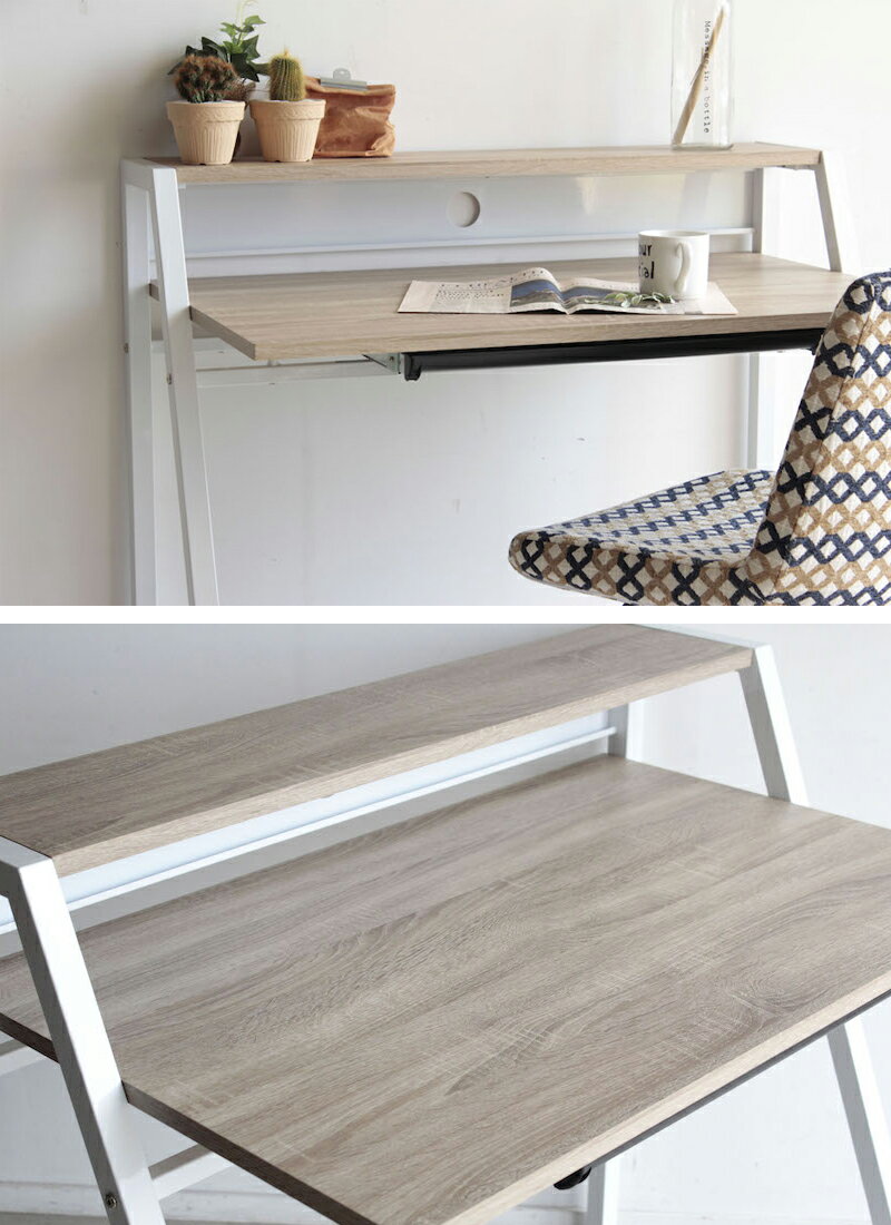 【マラソン期間中 ポイント5倍】パソコンデスク デスク 机 幅95cm モニター台一体型 収納 トレー付き コード穴付き スチール脚 角型 ナチュラル ブラウン ダークブラウン 選べる3色 おしゃれ シンプル 高さ70cm 在宅勤務 テレワーク 95×58 モダン 送料無料 [2]