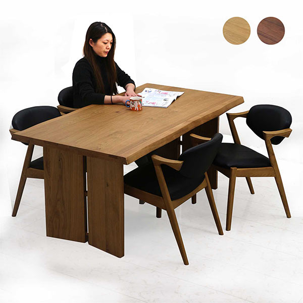 北欧 ダイニングテーブルセット 5点 幅155cm 一枚板風 テーブル ナチュラル ブラウン 選べる2色 奥行き..