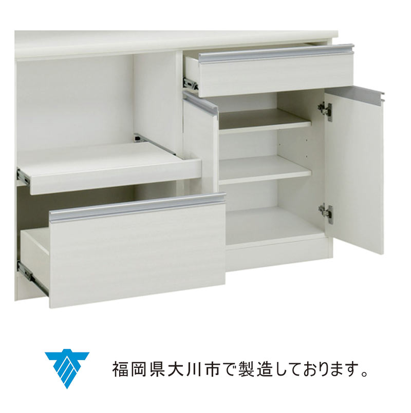 キッチンカウンター 日本製 完成品 幅120cm 食器棚 レンジ台 レンジボード ロータ...