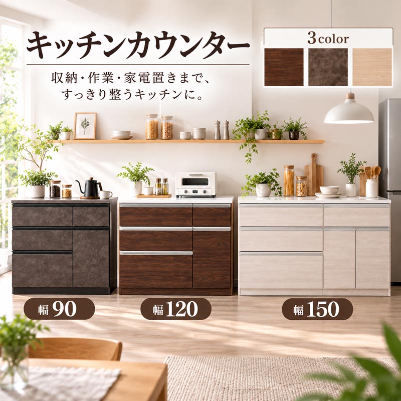 楽天市場】キッチンカウンター 背面化粧仕上げ（横幅（cm）140