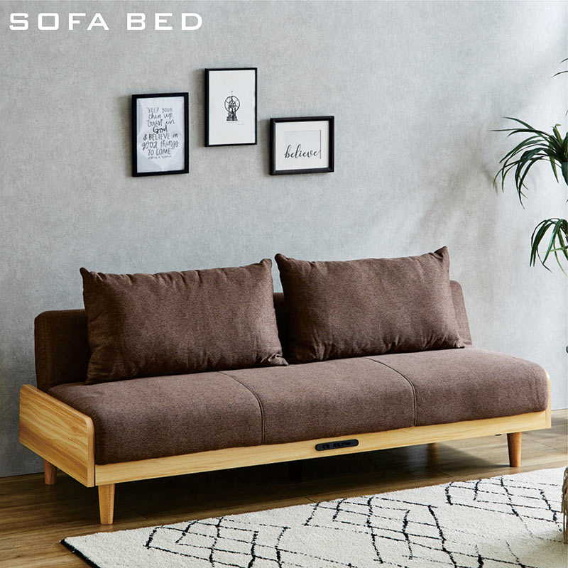 ソファーベッド シングル コンパクト コンセント付き ソファー USBポート付き 充電 スマホ ゲーム クッション付き ベッドソファ コンセント付き USB リクライニング ソファ リビング 2way 木フレーム ファブリック 布地 ウレタンフォーム 座り心地 モダン おしゃれ