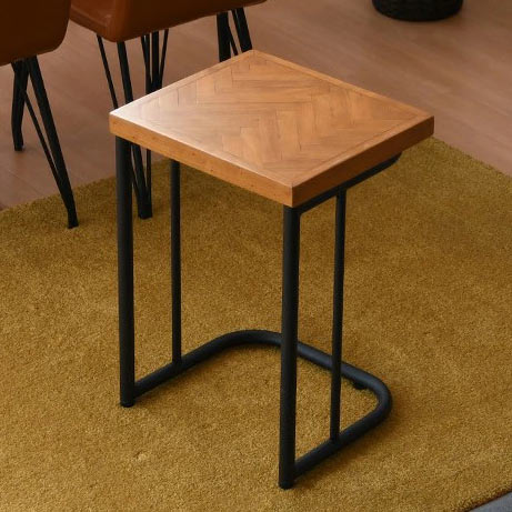 【マラソン期間中 全商品ポイント10倍】北欧 ナイトテーブル サイドテーブル 幅40cm 高さ52cm ミニ テーブル コンパクト ブラウン 完成品 ソファサイドテーブル 省スペース 無垢 天然木 ラバーウッド材 スチール脚 北欧スタイル モダン カジュアル おしゃれ 木製 送料無料