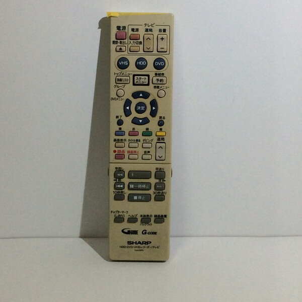 【中古】DVDレコーダー リモコン SHARP　シャープ GA429PA