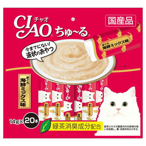 Rakuten - 【イナバ】チャオ ちゅ〜る まぐろ　海鮮ミックス味　14g×20本　【猫 おやつ】