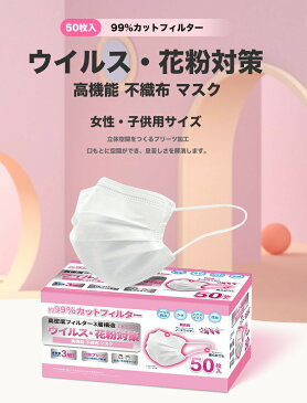 マスク 小さめ 女性用 子供用 2000枚 (50枚x40箱) 不織布 マスク 小顔用 小林薬品 3層構造 立体プリーツ 99%ウイルスカットフィルター ごども用 小学生 女性大人用 耳が痛くならない ちいさめ 小さいサイズ 使い捨てマスク サージカル 在庫あり 即納 送料無料