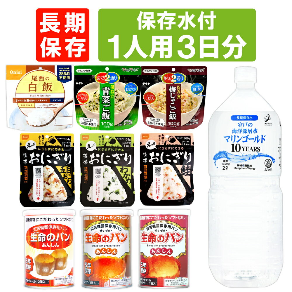 1人用/3日分(9食) 非常食セット【10年