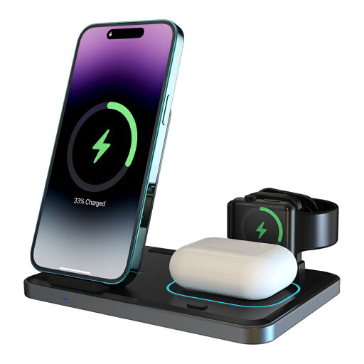 ワイヤレス充電器 3in1 18W Qi急速充電 折り畳み スマホ 充電器 iphone 充電器 ワイヤレス アップルウォッチ 充電器 急速コンパクト スタンド 同時充電 magsafe対応 Airpods 3/2/AirPodsPro1/2/AppleWatch iPhone15/15Pro/14/14Pro/13/13Pro/12/12Pro ワイヤレス充電器 3in1 18W Qi急速充電 折り畳み スマホ 充電器 iphone 充電器 ワイヤレス アップルウォッチ 充電器 急速コンパクト スタンド 同時充電 magsafe対応 Airpods 3/2/AirPodsPro1/2/AppleWatch iPhone15/15Pro/14/14Pro/13/13Pro/12/12Pro